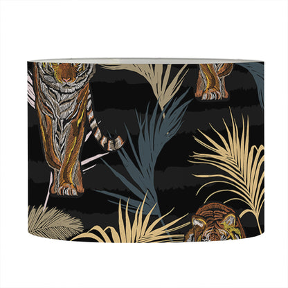 Vintage Tropical Tiger Pattern Print Drum Lamp Shade