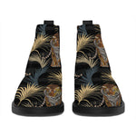 Vintage Tropical Tiger Pattern Print Flat Ankle Boots
