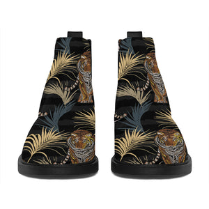 Vintage Tropical Tiger Pattern Print Flat Ankle Boots