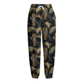 Vintage Tropical Tiger Pattern Print Fleece Lined Knit Pants
