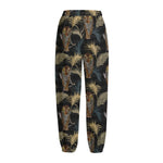 Vintage Tropical Tiger Pattern Print Fleece Lined Knit Pants