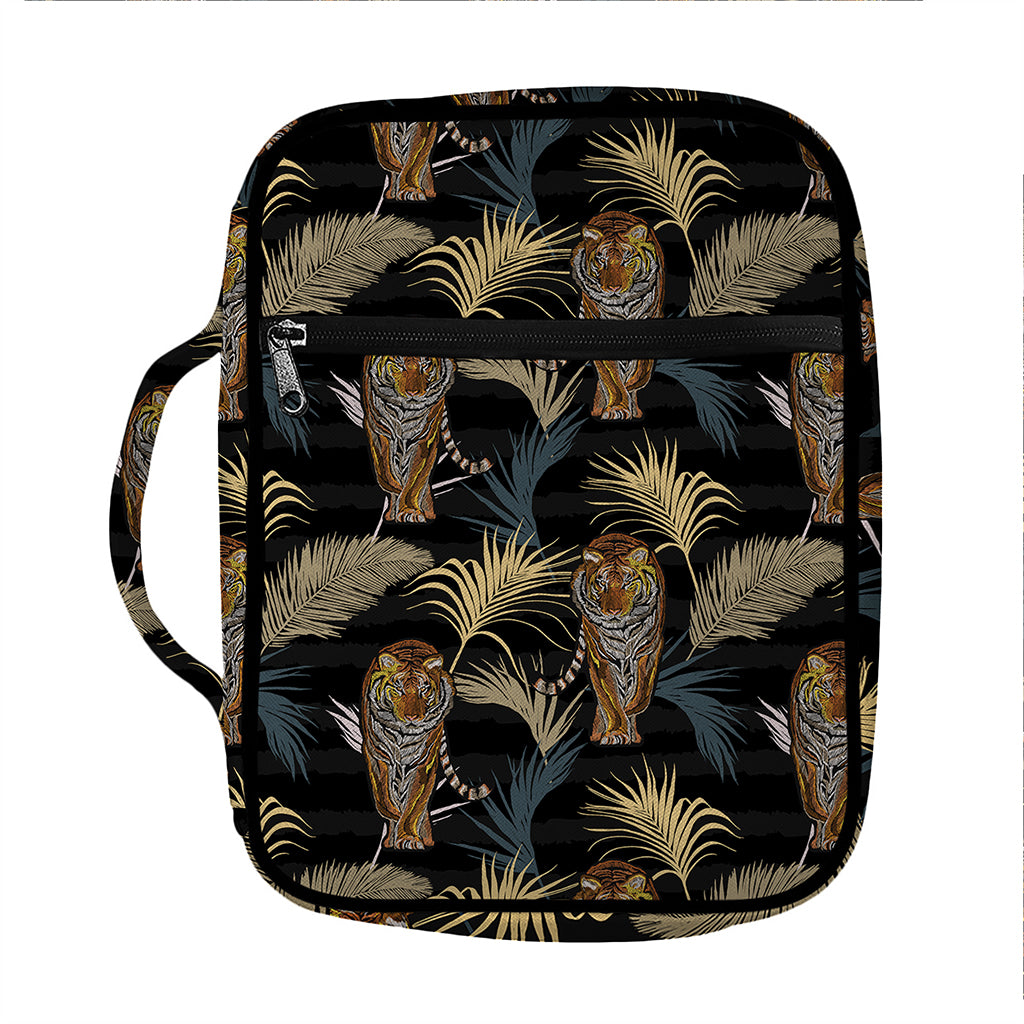 Vintage Tropical Tiger Pattern Print Front Pocket Bible Bag