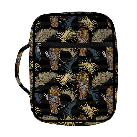 Vintage Tropical Tiger Pattern Print Front Pocket Bible Bag