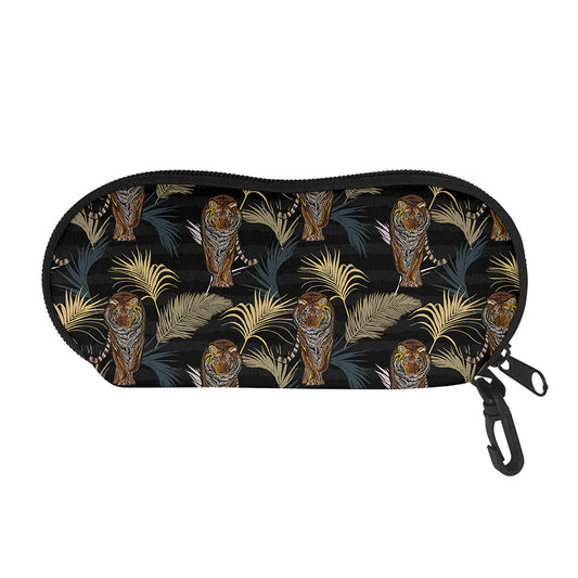 Vintage Tropical Tiger Pattern Print Glasses Case