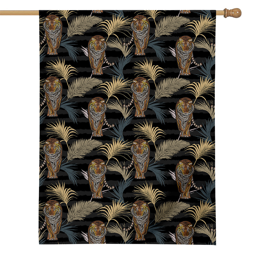 Vintage Tropical Tiger Pattern Print House Flag