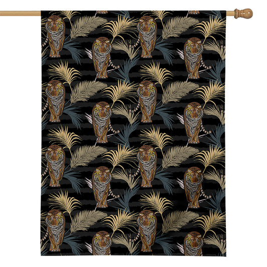 Vintage Tropical Tiger Pattern Print House Flag