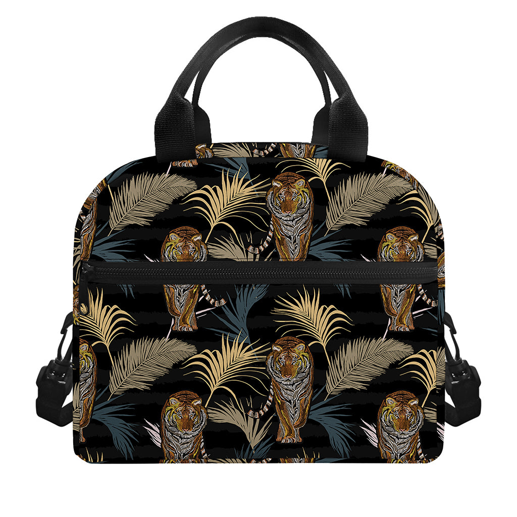 Vintage Tropical Tiger Pattern Print Insulated Lunch Bag