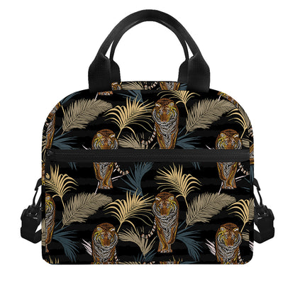 Vintage Tropical Tiger Pattern Print Insulated Lunch Bag