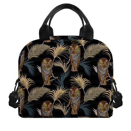 Vintage Tropical Tiger Pattern Print Insulated Lunch Bag