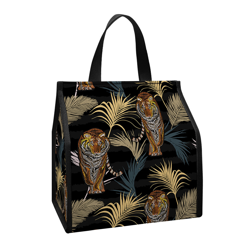 Vintage Tropical Tiger Pattern Print Insulated Lunch Tote