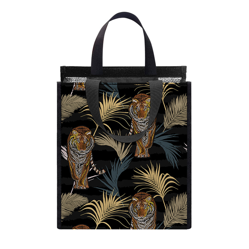 Vintage Tropical Tiger Pattern Print Insulated Lunch Tote