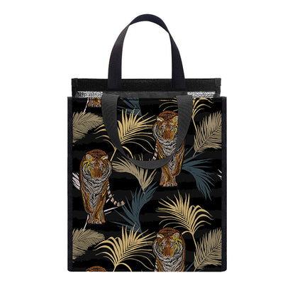 Vintage Tropical Tiger Pattern Print Insulated Lunch Tote