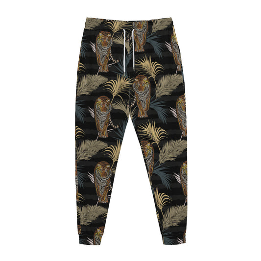 Vintage Tropical Tiger Pattern Print Jogger Pants