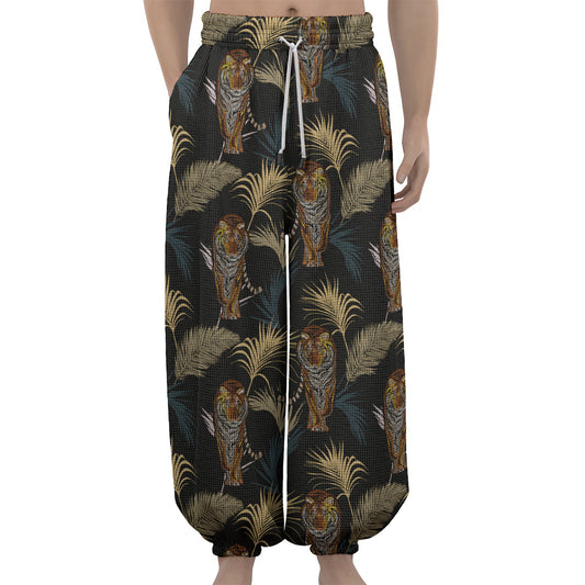 Vintage Tropical Tiger Pattern Print Lantern Pants