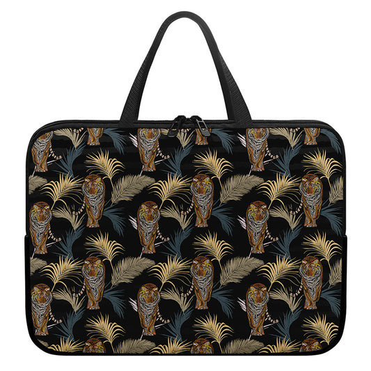 Vintage Tropical Tiger Pattern Print Laptop Sleeve With Handle