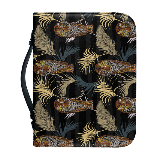 Vintage Tropical Tiger Pattern Print Leather Bible Cover