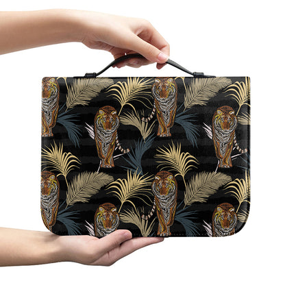 Vintage Tropical Tiger Pattern Print Leather Bible Cover