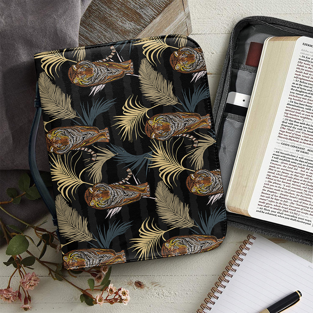 Vintage Tropical Tiger Pattern Print Leather Bible Cover
