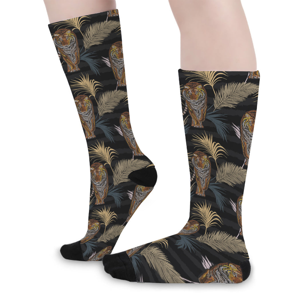 Vintage Tropical Tiger Pattern Print Long Socks