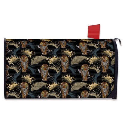 Vintage Tropical Tiger Pattern Print Mailbox Cover