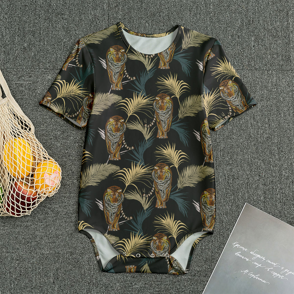 Vintage Tropical Tiger Pattern Print Men's Bodysuit