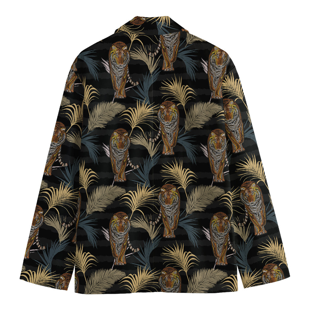 Vintage Tropical Tiger Pattern Print Men's Cotton Blazer