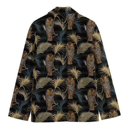 Vintage Tropical Tiger Pattern Print Men's Cotton Blazer