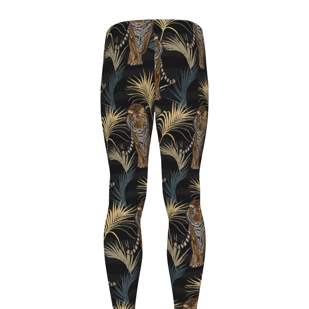Vintage Tropical Tiger Pattern Print Men's leggings