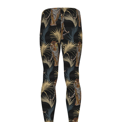 Vintage Tropical Tiger Pattern Print Men's leggings