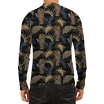 Vintage Tropical Tiger Pattern Print Men's Long Sleeve Rash Guard
