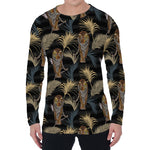 Vintage Tropical Tiger Pattern Print Men's Long Sleeve T-Shirt