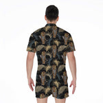 Vintage Tropical Tiger Pattern Print Men's Rompers