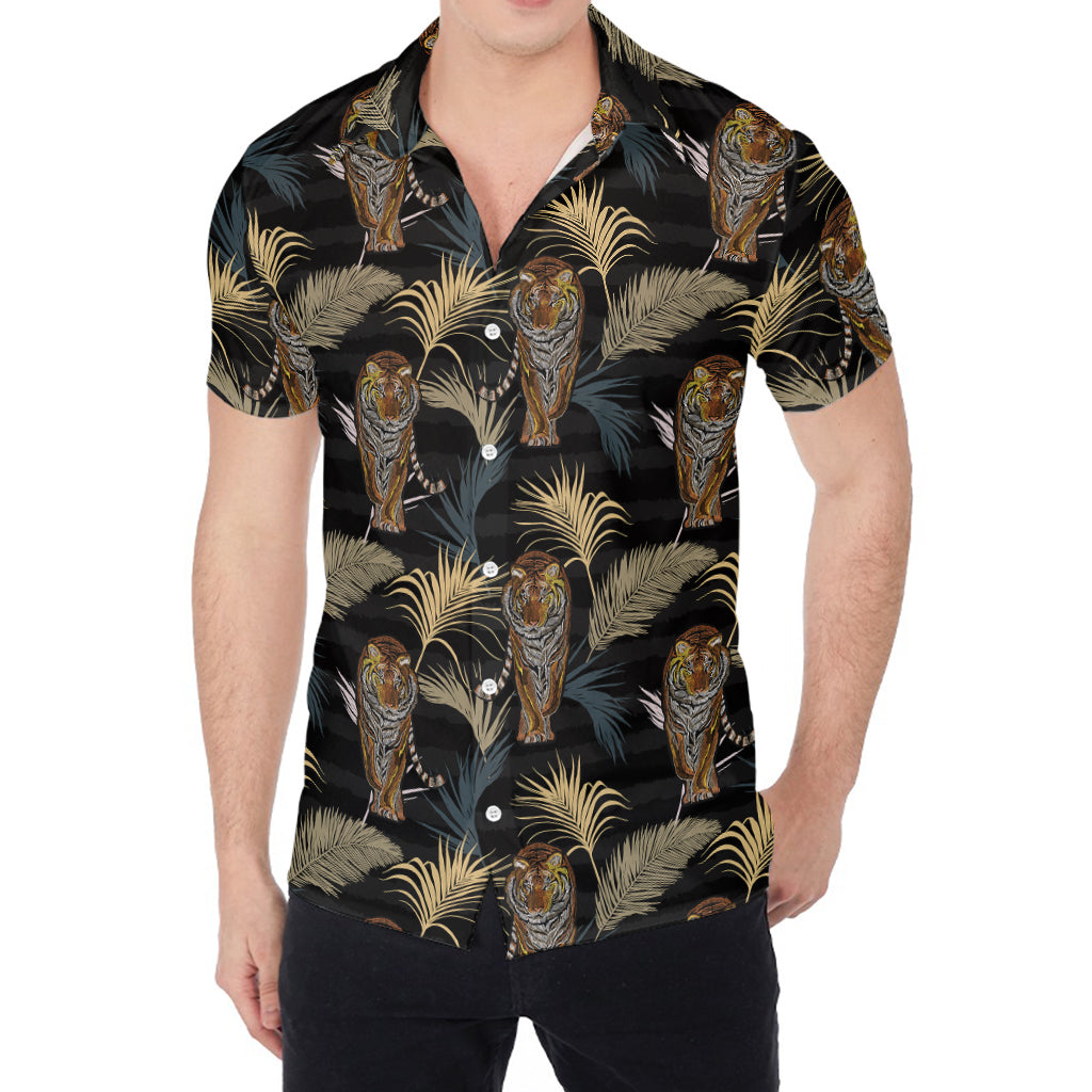 Vintage Tropical Tiger Pattern Print Men's Shirt