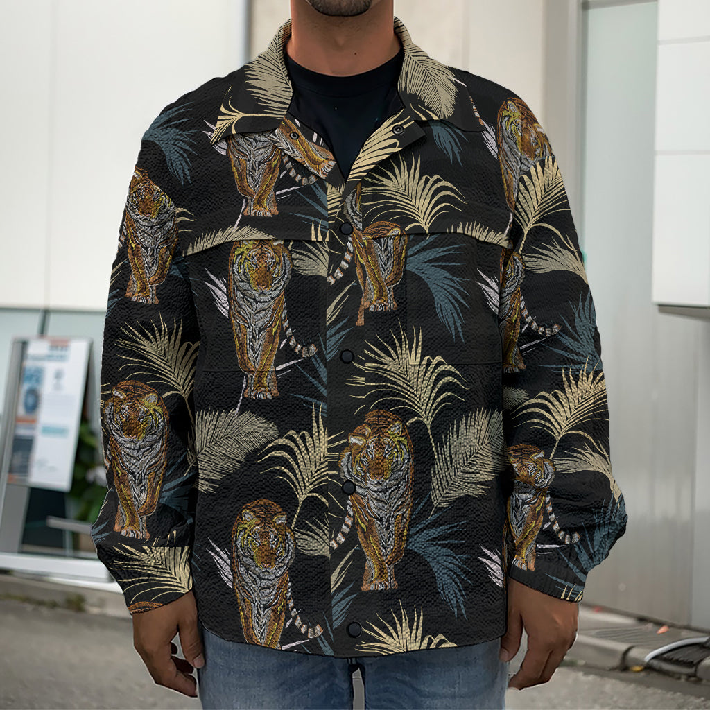 Vintage Tropical Tiger Pattern Print Men's Shirt Jacket