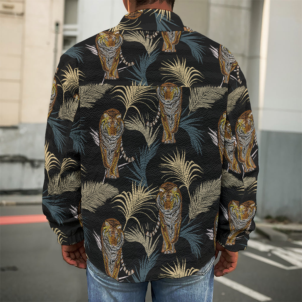 Vintage Tropical Tiger Pattern Print Men's Shirt Jacket