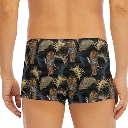 Vintage Tropical Tiger Pattern Print Men's Short Boxer Briefs