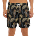 Vintage Tropical Tiger Pattern Print Men's Split Running Shorts