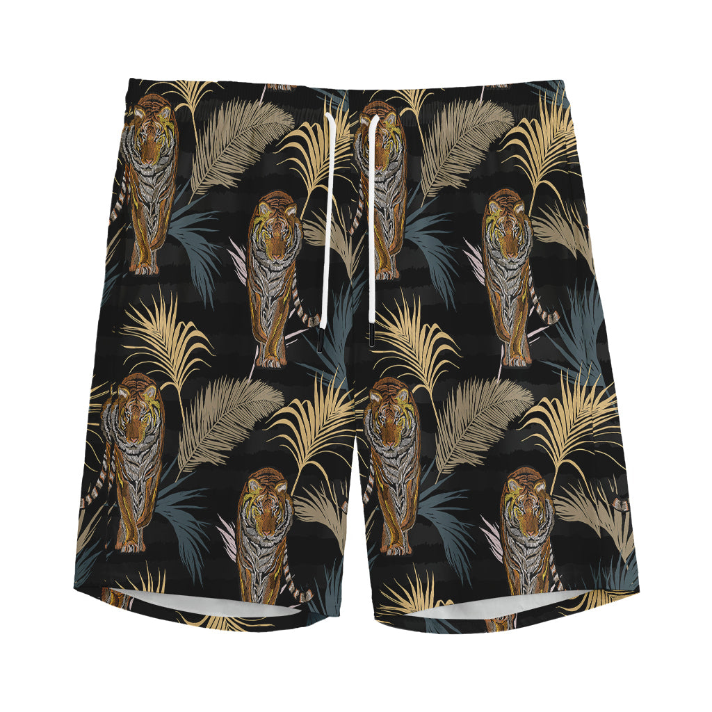 Vintage Tropical Tiger Pattern Print Men's Sports Shorts
