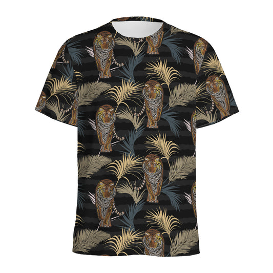 Vintage Tropical Tiger Pattern Print Men's Sports T-Shirt