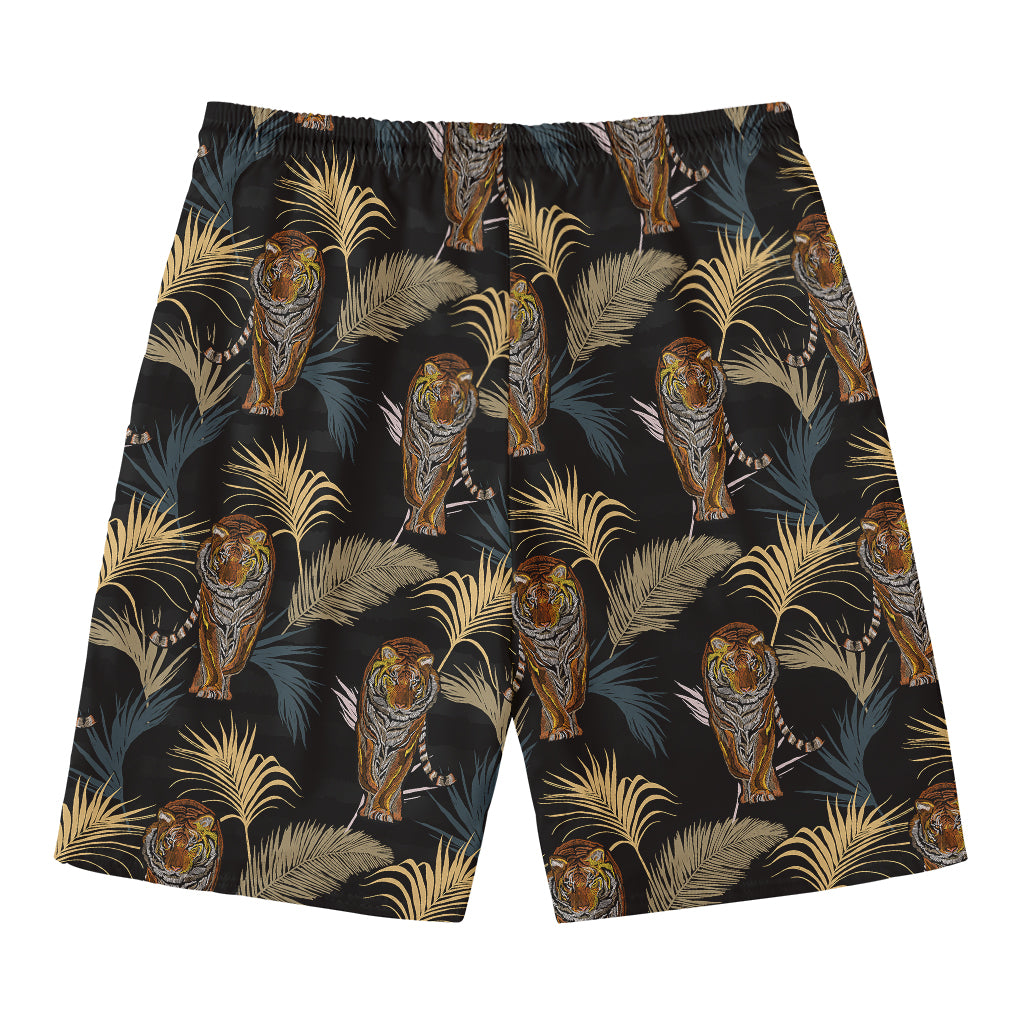 Vintage Tropical Tiger Pattern Print Men's Swim Trunks