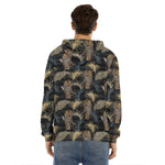 Vintage Tropical Tiger Pattern Print Men's Velvet Pullover Hoodie