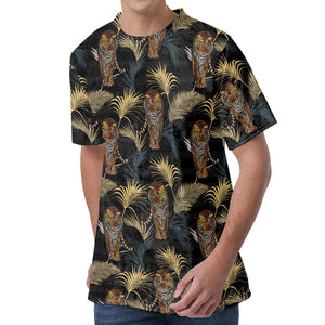 Vintage Tropical Tiger Pattern Print Men's Velvet T-Shirt