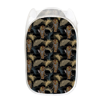 Vintage Tropical Tiger Pattern Print Mesh Laundry Hamper