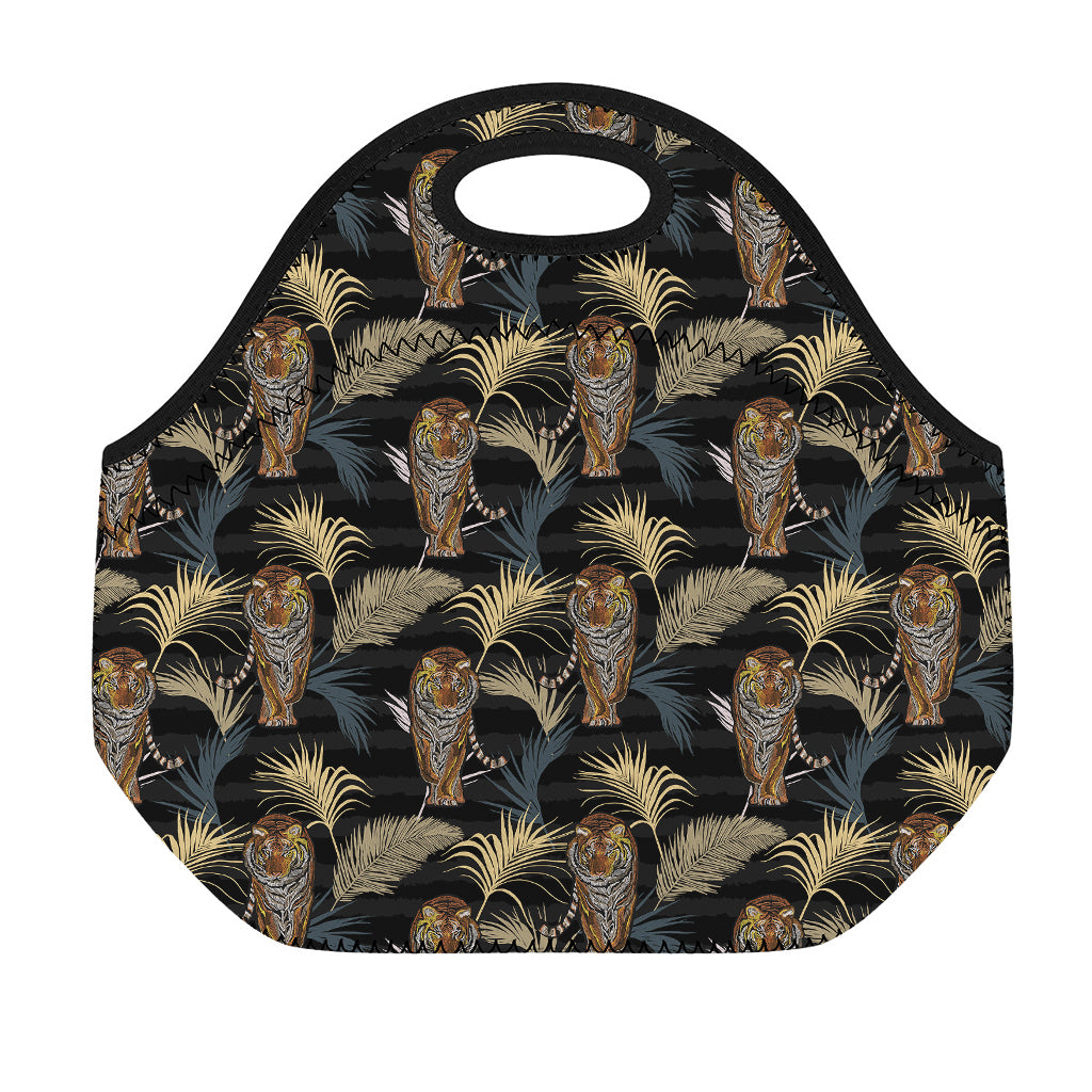 Vintage Tropical Tiger Pattern Print Neoprene Lunch Bag