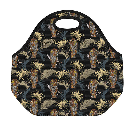 Vintage Tropical Tiger Pattern Print Neoprene Lunch Bag