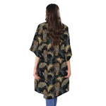 Vintage Tropical Tiger Pattern Print Open Front Beach Cover Up