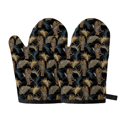Vintage Tropical Tiger Pattern Print Oven Mitts