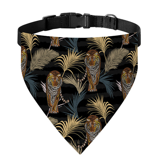 Vintage Tropical Tiger Pattern Print Over The Collar Dog Bandana