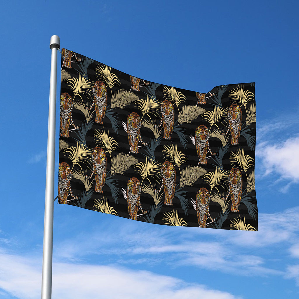 Vintage Tropical Tiger Pattern Print Polyester Flag