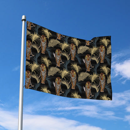 Vintage Tropical Tiger Pattern Print Polyester Flag